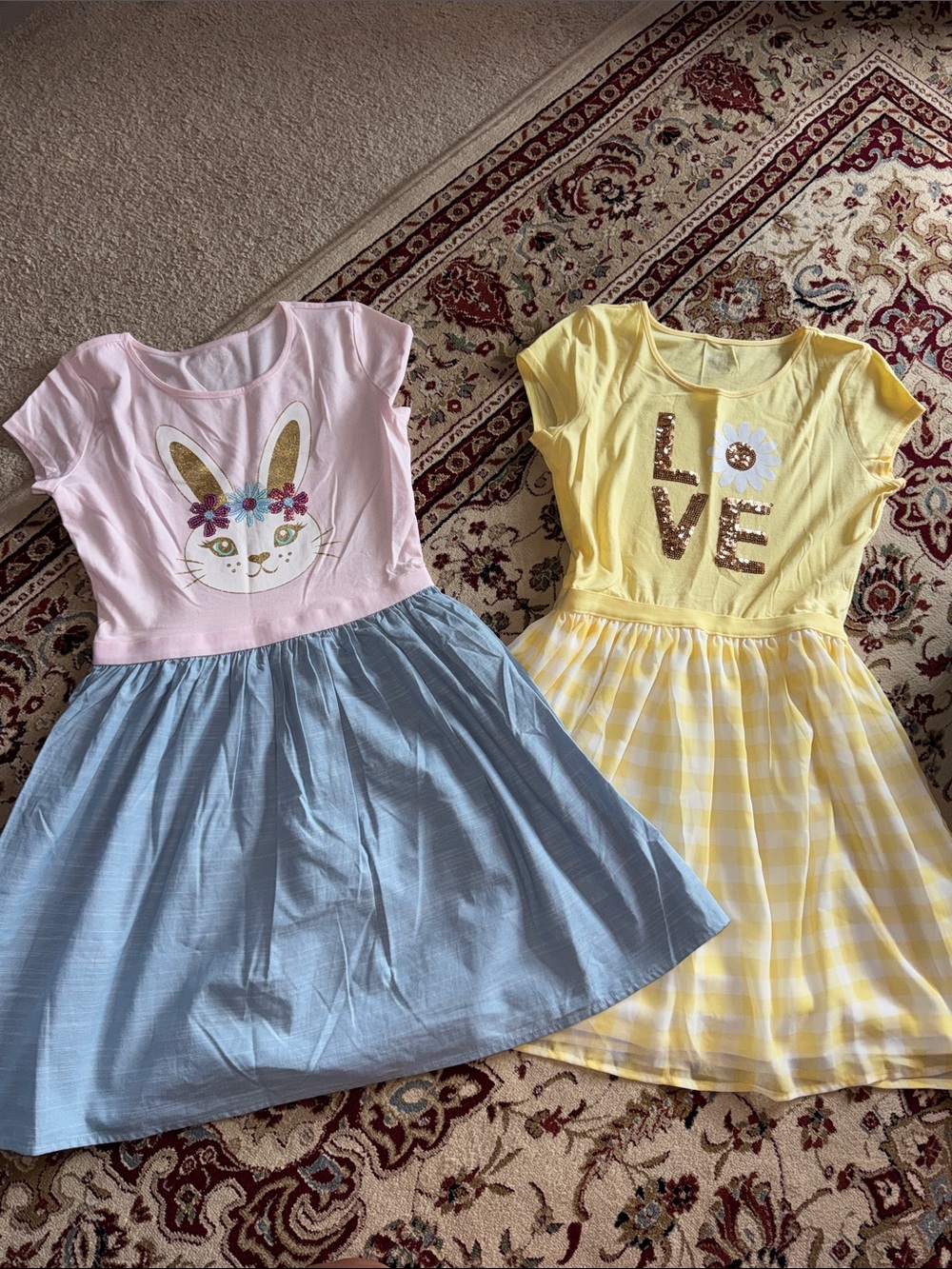 The Children's Place Pink Bunny & Yellow LOVE Girls' Dresses